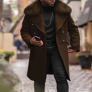 Herren-Trenchmäntel, Herren-Trenchcoats, Designer-Männer, Wollmantel, Kunstpelzkragen, modisch, Winter, Business, lang, dick, Slim-Fit, Mantel, Jacke, Parkas, Herrenbekleidung, Plus