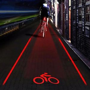 Bike Lights 2 Laser 5 LEDs Rear Tail Light Waterproof Bicycle Cycling Taillights LED Safety Warning 231206