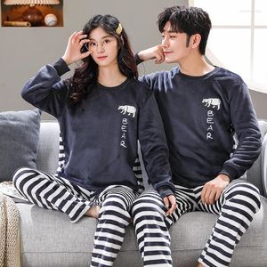 Männer Nachtwäsche Herbst Winter Paare Unisex Flanell Warme Fleece Pyjamas Set Liebhaber Nachtwäsche Niedlichen Cartoon Pijamas Homewear Kleidung