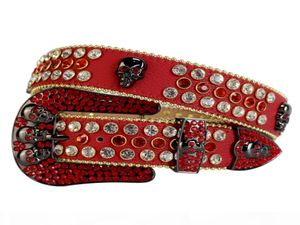 Bling Bling Colorful Crystal rhinestone Belt Skull Conchos Studded Belt Three Removable Buckle for Women and Men4812216