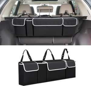 Car Trunk Organizer and Storage, Backseat Hanging Organizer for SUV, Truck, MPV, Waterproof, Collapsible Cargo Storage Bag with 4 Pockets