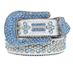 2022 Digner Belt Simon Belts For Men Women Shiny Diamond Belt på Black Blue White Multicolour1170520