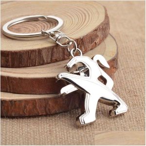 Bilnyckel för Peugeot KeyChain Rings Holder Keyrings 206 207 Tillbehör 3D legeringskedja grossistdrop Delivery Automobiles Motorcyklar OT6CO