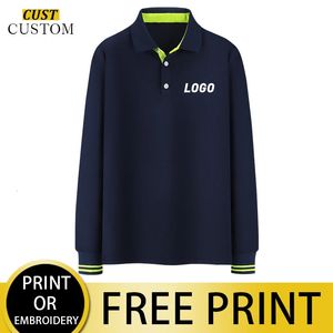 Men s Polos 65 Cotton Customized Long sleeved Polo Shirt And Women s Casual Work Clothes Printed embroidery Personal Design 231206