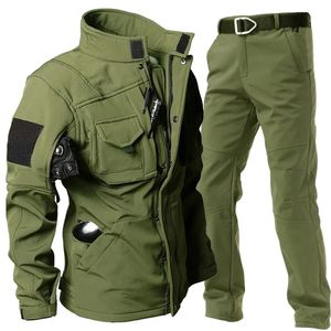 Mens Tracksuits Jaqueta de Inverno e Calças de Lã Conjuntos Homens Tático À Prova de Vento À Prova D 'Água Ternos Vintage Militar Ao Ar Livre Térmico SWAT Combate Uniforme 231206