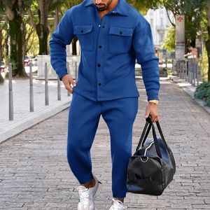 Mens Tracksuits Spring Two Piece Set 2024 Fashion Pure Color Cargo Jacket and Pants Suits For Men Outfits Hip Hop Clothing 231206