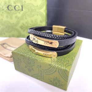Fashion classic jewelry designer bracelet brand mens leather bracelet designer bracelet metal lock bracelet for men and women lovers jewelry gift
