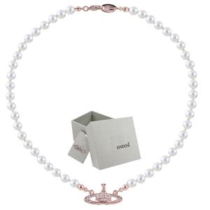 Collana di perle Saturno Perline Ciondolo Moda Donna Collana di diamanti Coppia regalo di gioielli Con scatola di imballaggio270u