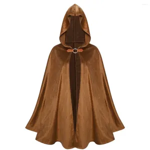 Men's Hoodies Halloween Suede Cloak Cape With Hood Cosplay Party Costume Devil Vampire Witch Unisex Adult Medieval Hooded Robe