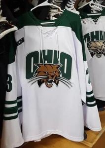 Maglia da hockey personalizzata Ohio Bobcats # 16 Hartman # 11 Harris # 10 Lubin Maglia da hockey universitaria cucita da uomo di alta qualità