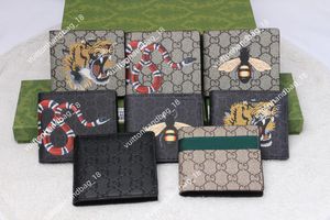 Mężczyźni projektanci zwierząt moda krótka portfel skóra czarny wąż tygrys pszczoła luksusowa torebka uchwyty na karty z pudełkiem na prezent najwyższej jakości 5a