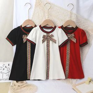 Kız Elbiseleri 3-7y Girls's Children's Dress Yaz O yaka Çocuk Yay Giyim Moda Okul Öncesi Bebek Giyim Yaz Elbise Kızlar 2312306