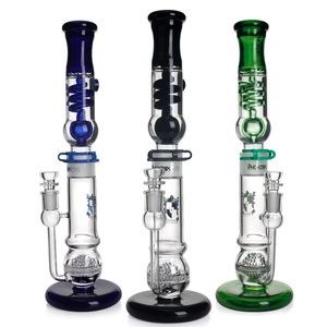 phoenix glass Fixed Lace-sphere perc Freezable Coil Tube bong glass water pipe build a Glycerin hookahs smoking bongs 17 inches