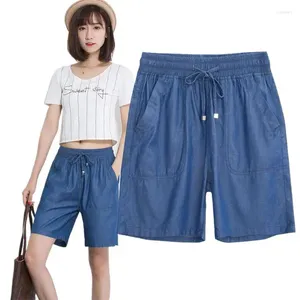 Women's Shorts 2023 Women Elastic High Waist Fashion Feminino Denim For Loose Straight Girls Blue Short Jeans