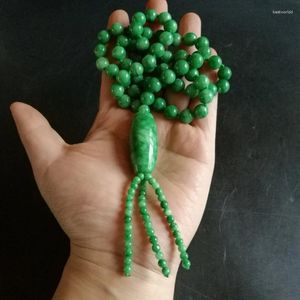 Naszyjniki wisiorek jadeile suche zielone szmaragd pełne jak prawy deszcz naszyjnik Sweter łańcuch męski i damski ornament
