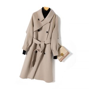 Mid-length double-sided cashmere wool coat jacket women's winter