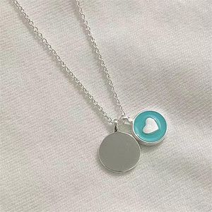 s925 sterling silver plated sweet round disk designer pendant necklace girls 18K gold cross chain choker blue circle love heart necklaces wedding jewelry