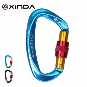 Carabiners XINDA Professional Rock Climbing Carabiner 25KN D-Shape Screw Gates Lock Aluminum alloy Mountaineer Outdoor Equipment 231205