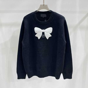 Kobiety z Knits S AutumnWinter Okrągła szyja słodki styl pullover duży łuk polar swobodny kolorowy dzianinowa koszula