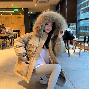 Men s Vests Women s Winter Down Jacket 2023 Fashion Slim Fur Collar Thick White Duck Coat Elegant Female Clothing Streetwear 231206