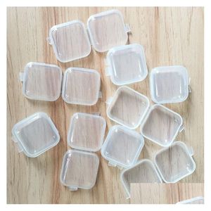 Storage Boxes & Bins Square Empty Mini Clear Plastic Storage Containers Box Case With Lids Small Boxs Jewelry Earplugs Zwl707 Drop Del Dhc8M