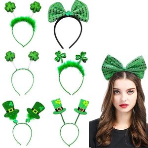 2024 Dekoracja Lucky Procesja Zielona opaska na głowę koniczyna nagłówka akcesoria świąteczne St Patricks Day Hair Band Materiały