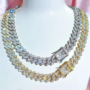 Kedjor Hip Hop isad ut kubansk kedjehalsband för män Kvinnor Bling Gold Silver Color Metal Full Rhinestone Chunky Choker Jewelry