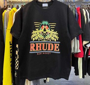 Rhude T Shirt Casual Cotton Men T Shirts Summer Street Squate Board Męs