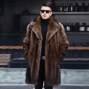 Men's Fur Faux long fur coat winter warm mink fat jacket loose casual windbreaker 231205