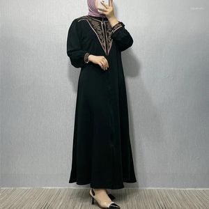 Etniska kläder x04Arrival mode muslimsk kimono abaya nida små ärmfickor dubai islamiska klänningar kalkon khimar robe marockansk kvinna