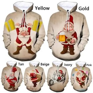 Herrtröjor tröjor Santa Claus Christmas 3D Tryckt söt hoodie överdimensionerade män kvinnor avslappnad långärmad cosplay mäns kläder kvalitet s-6xl 231205