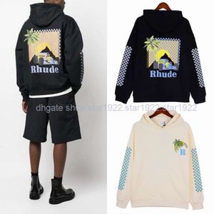 RH-ude Hoodies High Stree Mensレディースフーディーファッションフーディーブラックベージュプルオーバースウェットシャツ