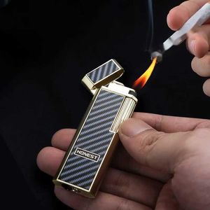 Honest Metal Inflatable No Gas Lighter Vintage Grinding Wheel Cigarette Outdoor Portable Windproof Business Fashion Gift