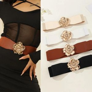 Belts PU Leather Flower Cummerbunds Metal Buckle Korean Style Waist Corset Coat Belt Alloy Elastic Decorative Jeans