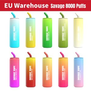 Orijinal vahşi tek kullanımlık vape 8000 puflar 20ml e meyve suyu 5% 10 lezzetler 650mAh şarj edilebilir vapes e sigara kola vs patlama randm kasırga puf 7000 9000