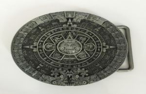 1 pz. Fibbia rotonda con calendario azteco Hebillas Cinturon Men039s Fibbia per cintura in metallo da cowboy occidentale adatta cinture larghe 4 cm3032984