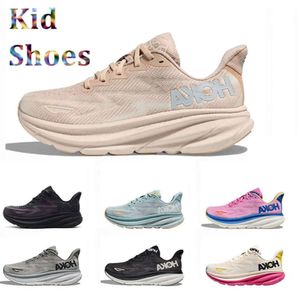 Scarpe da corsa per bambini Hoka one Clifton 9 Scarpe da ginnastica firmate per bambini Hokas Donna Triple nero bianco Ciclamino Sweet Lilac Shifting Sand scarpe da ginnastica per ragazzi ragazze taglia 28-37 33