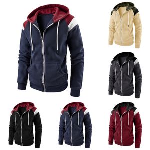 Herren-Kapuzenpullover, Sweatshirts, Kapuzenpullover, Schwarz, Weiß, Armeegrün, Rot, Kapuze, Farbblock, Fleece, cool, lässig, Wint M 3XLer Kleidung Bekleidung 231206