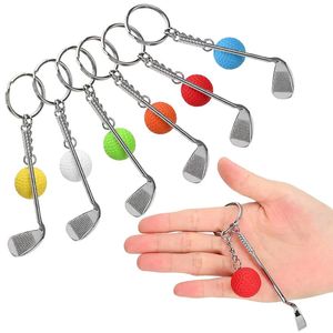 Keychains Lanyards 12Pcs Golf Ball Club Key Chain Lightweight Backpack Pendant Car Keychain Fashion Split Keyring Car Key Holder 231205