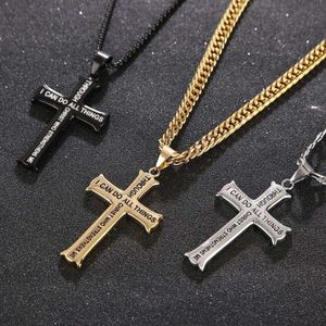 Design Kreuz Neuer Anhänger „Ich kann alles durch Christus tun“ Kreuz Christliche Halskette Weihnachten, Halloween, Erntedankfest