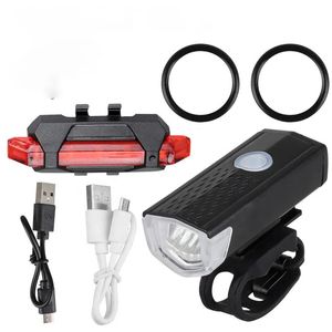 Luzes de bicicleta bicicleta usb conjunto de luz de carregamento ao ar livre ciclismo farol lanterna traseira equitação satety acessórios 231206