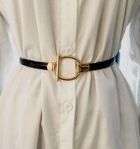 BeltNiche peça de couro envernizado redondo fivela de metal vestido casaco cinto decorativo fino moda cós 6564242