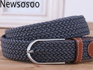 2018 Men39S Casual Belts Elastic Luxury Stripes Gentleman Mens Canvas Belt Jeans Belt för män Utökad bälte Gray Black Blue Kha5357033