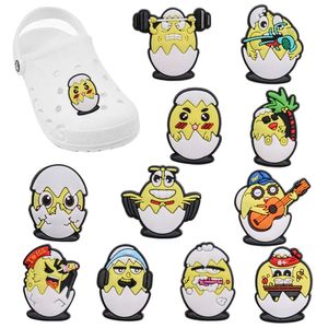 MOQ 20 Pcs PVC Dos Desenhos Animados Kawaii Ovo Galinha Sapato Charme Acessórios Decoração Fivela para Clog Pulseira Pulseira Presente de Festa