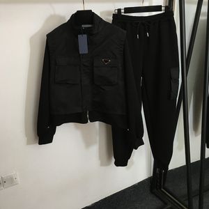 Hip Hop Jackets Pants Classic Pocket Designer Sport Tracksuit Two Pieces Cotton Coat Pant Casual Cardigan Jacket Pant