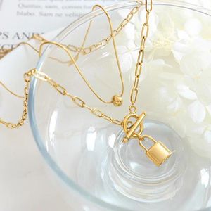 Chains INS Cold Circle Ring Lock Head Pendant Double Layered Girls' Jewelry With Detachable Small Style Design Sense