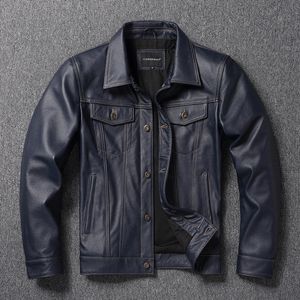 Men's Leather Faux Leather .Y2K brand classic casual slim genuine leather coat.quality men fashion cowhide jacket. 557 style. 231205