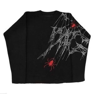 Men's Hoodies Sweatshirts Men's Sweaters Spider Graphic Stripes Womens Knitted Streetwear Maiden Oversized Harajuku O Neck Knitted Men Clothing