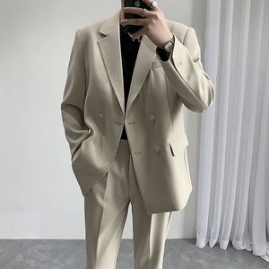Men's Suits Blazers 2023 Autumn Men's Luxury Casual Suit Jacket Streetwear Elegant Korean Uniform Solid Color Button Loose Stylish Formal Clothing 231206