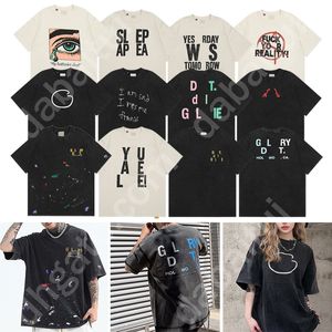 Designer Galerie Tee Depts T-shirts Casual Man Damskie TEE Ręcznie malowane atrament Graffiti Letters Lose Short Sleeved Okrągła szyja Ubrania azjatyckie rozmiar S-5xl